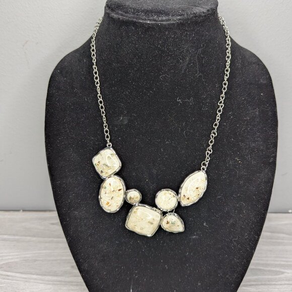 So Jelly White & Silver Tone Sparkly Paparazzi Necklace with Lobster Claw Clasp - Picture 2 of 10